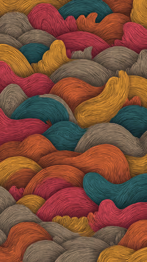 Hand drawn textured waves in warm autumn tones with layered linework ultra HD iPhone background