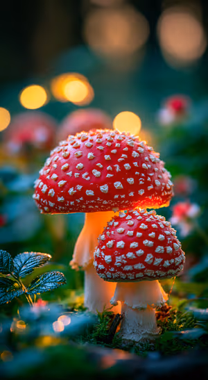 Enchanted Red Toadstools — iPhone lock screen wallpaper