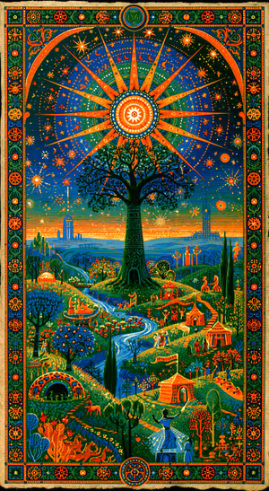 Cosmic Tree Tapestry — iPhone lock screen wallpaper