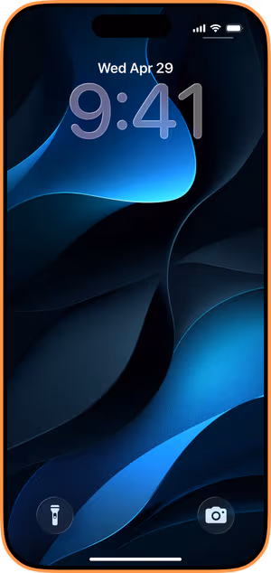 Wallpaper preview on iPhone 17 Pro Max running iOS 26 - Luminous Blue Folds