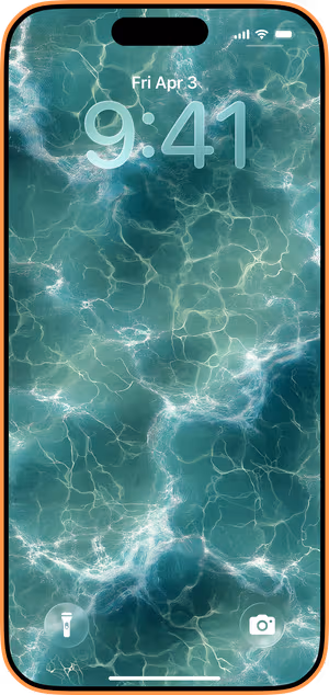 Wallpaper preview on iPhone 17 Pro Max running iOS 26 - Turquoise Caustics
