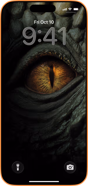 Wallpaper preview on iPhone 17 Pro Max running iOS 26 - Golden Dragon Eye