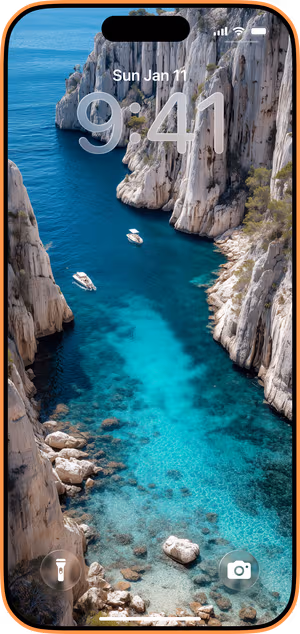 Wallpaper preview on iPhone 17 Pro Max running iOS 26 - Turquoise Cove