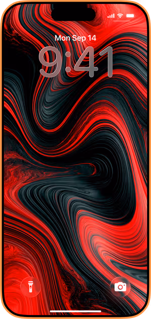 Wallpaper preview on iPhone 17 Pro Max running iOS 26 - Crimson Liquid Flow