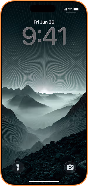 Wallpaper preview on iPhone 17 Pro Max running iOS 26 - Emerald Contour Peaks