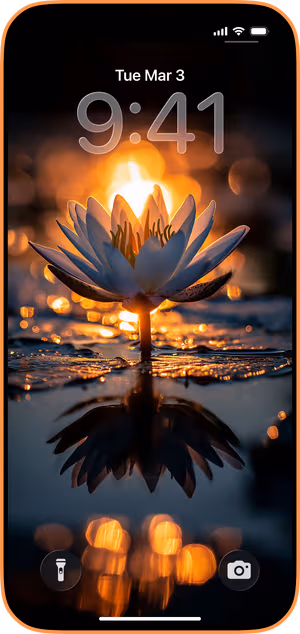 Wallpaper preview on iPhone 17 Pro Max running iOS 26 - Luminous Water Lily