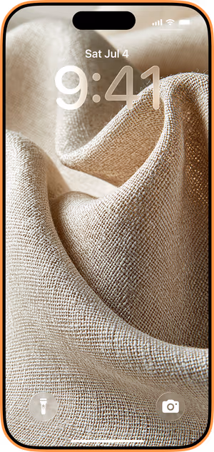 Wallpaper preview on iPhone 17 Pro Max running iOS 26 - Tactile Linen Fold