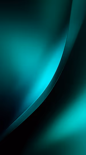 Minimalist glossy teal curve centered on an emerald gradient background in a dark mode abstract aesthetic, ultra HD image