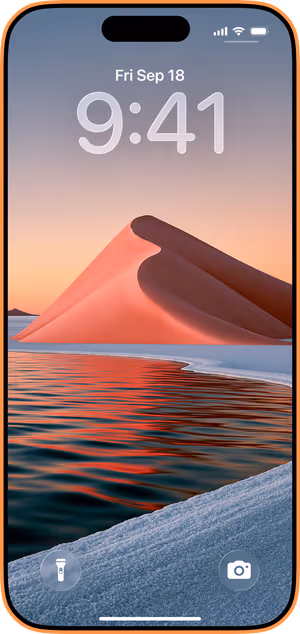 Wallpaper preview on iPhone 17 Pro Max running iOS 26 - Coral Ice Dunes Reflection