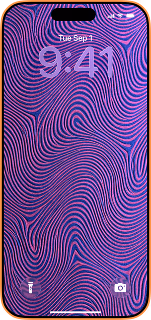 Wallpaper preview on iPhone 17 Pro Max running iOS 26 - Pink Blue Flowing Waves