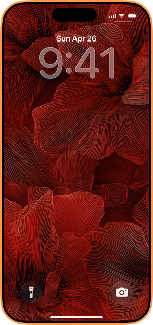 Wallpaper preview on iPhone 17 Pro Max running iOS 26 - Crimson Contour Bloom