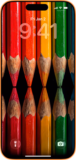 Wallpaper preview on iPhone 17 Pro Max running iOS 26 - vivid pencil reflection