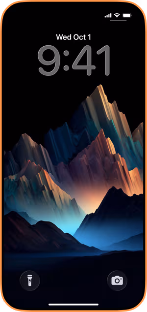Wallpaper preview on iPhone 17 Pro Max running iOS 26 - Aurora Peaks