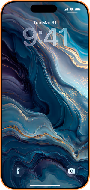 Wallpaper preview on iPhone 17 Pro Max running iOS 26 - Teal Agate Veil