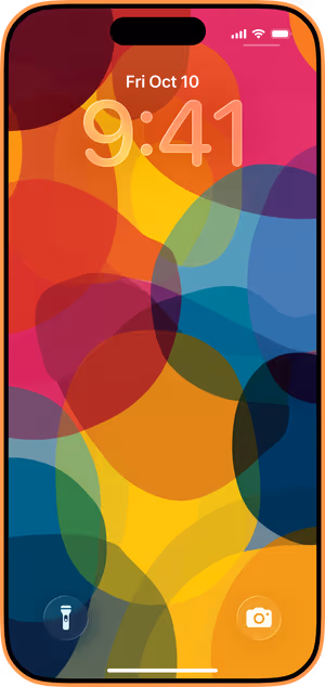 Wallpaper preview on iPhone 17 Pro Max running iOS 26 - Translucent Color Circles