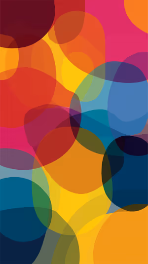 Abstract translucent circles centered on a multicolor background in a modern geometric aesthetic, ultra HD 8K image