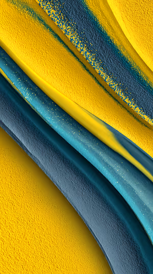 Abstract wave texture on yellow and teal background with grain and glossy highlights, ultra hd 8k background