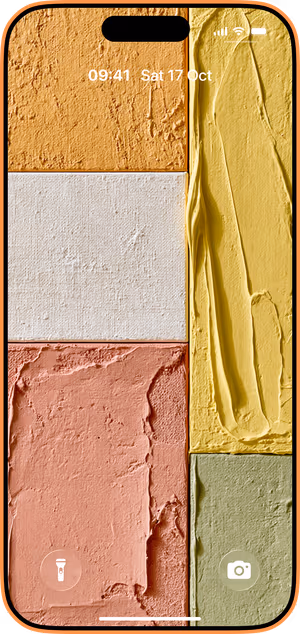 Wallpaper preview on iPhone 17 Pro Max running iOS 26 - Pastel Textured Paint Blocks