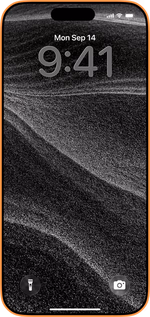 Wallpaper preview on iPhone 17 Pro Max running iOS 26 - Black Wave Texture
