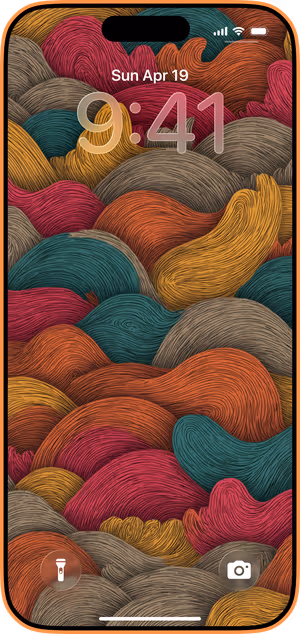 Wallpaper preview on iPhone 17 Pro Max running iOS 26 - Autumn Thread Waves