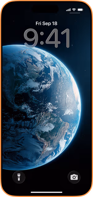 Wallpaper preview on iPhone 17 Pro Max running iOS 26 - Earth From Orbit