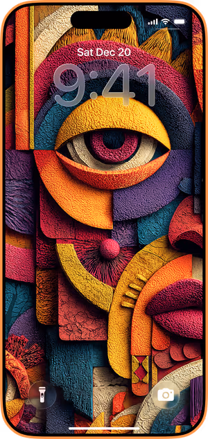 Wallpaper preview on iPhone 17 Pro Max running iOS 26 - Layered Geometric Portrait