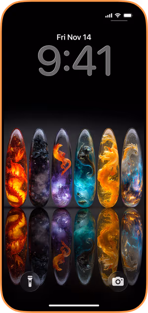 Wallpaper preview on iPhone 17 Pro Max running iOS 26 - Elemental Dragon Capsules