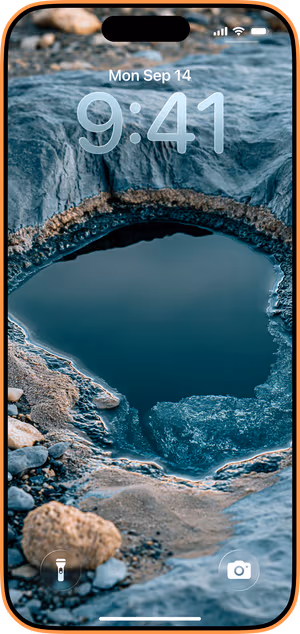 Wallpaper preview on iPhone 17 Pro Max running iOS 26 - Teal River Pool