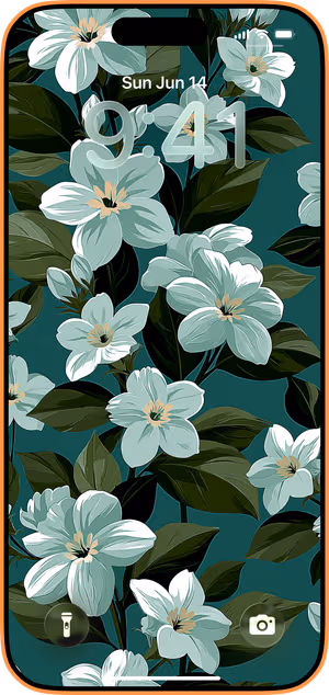 Wallpaper preview on iPhone 17 Pro Max running iOS 26 - Seafoam Blooms