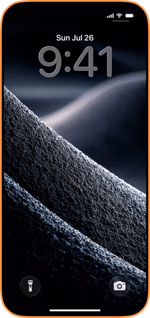 Wallpaper preview on iPhone 17 Pro Max running iOS 26 - Midnight Dune Macro