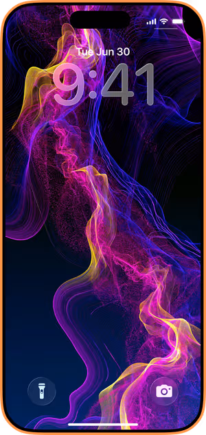 Wallpaper preview on iPhone 17 Pro Max running iOS 26 - Neon Smoke Ribbon