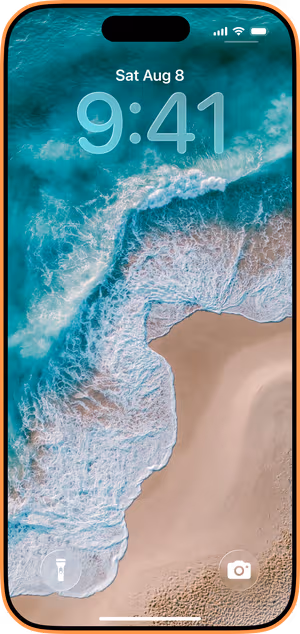 Wallpaper preview on iPhone 17 Pro Max running iOS 26 - Turquoise Aerial Ocean Wave