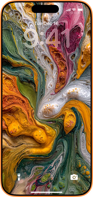 Wallpaper preview on iPhone 17 Pro Max running iOS 26 - Emerald Gold Swirl