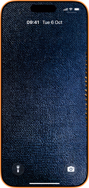 Wallpaper preview on iPhone 17 Pro Max running iOS 26 - Navy Denim Zipper Texture