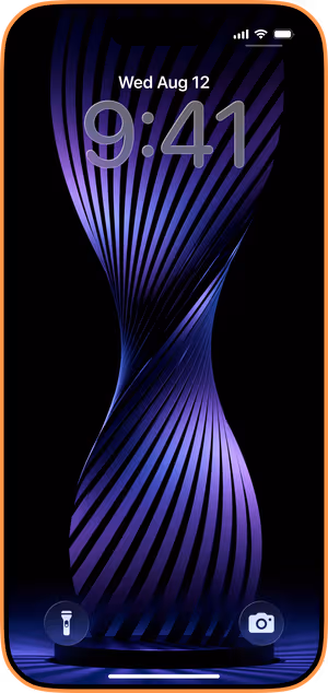 Wallpaper preview on iPhone 17 Pro Max running iOS 26 - Purple Twist Sculpture
