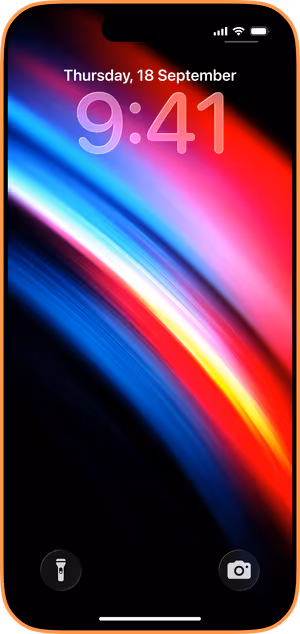 Wallpaper preview on iPhone 17 Pro Max running iOS 26 - neon arc wave