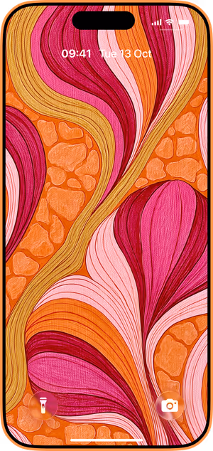 Wallpaper preview on iPhone 17 Pro Max running iOS 26 - Coral Petal Flow