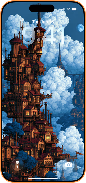 Wallpaper preview on iPhone 17 Pro Max running iOS 26 - Cloudspire Tower