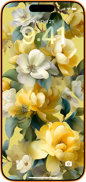Wallpaper preview on iPhone 17 Pro Max running iOS 26 - Sunlit Peony Study
