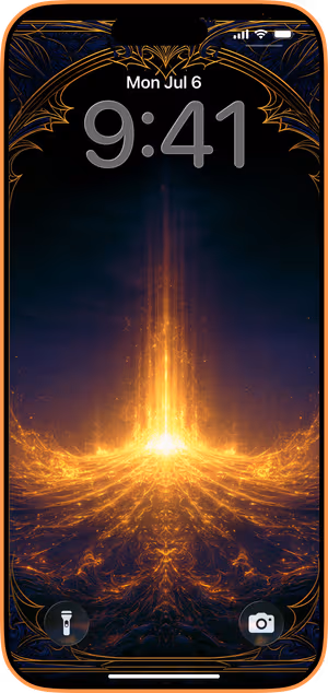 Wallpaper preview on iPhone 17 Pro Max running iOS 26 - Radiant Pillar Ascension