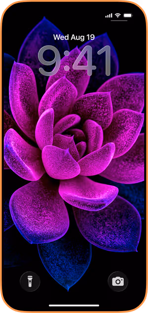 Wallpaper preview on iPhone 17 Pro Max running iOS 26 - Neon Purple Succulent Macro
