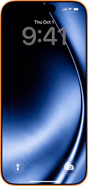 Wallpaper preview on iPhone 17 Pro Max running iOS 26 - Midnight Blue Curve