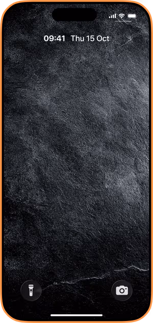 Wallpaper preview on iPhone 17 Pro Max running iOS 26 - Black Slate Texture