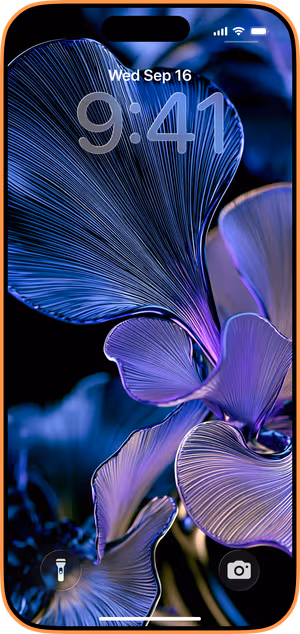 Wallpaper preview on iPhone 17 Pro Max running iOS 26 - Electric Blue Petal Macro