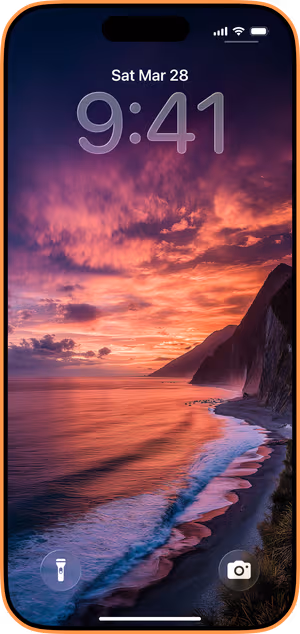 Wallpaper preview on iPhone 17 Pro Max running iOS 26 - Magenta Cliffside Sunset