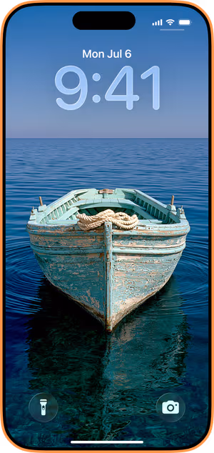 Wallpaper preview on iPhone 17 Pro Max running iOS 26 - Turquoise Rowboat