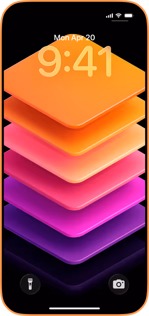Wallpaper preview on iPhone 17 Pro Max running iOS 26 - Neon Gradient Stack