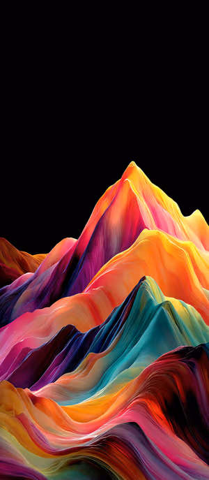 Abstract ribbon like mountain peaks on a deep black background in vivid colorful aesthetic, ultra HD image