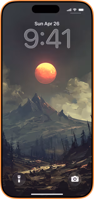 Wallpaper preview on iPhone 17 Pro Max running iOS 26 - Crimson Moon Summit