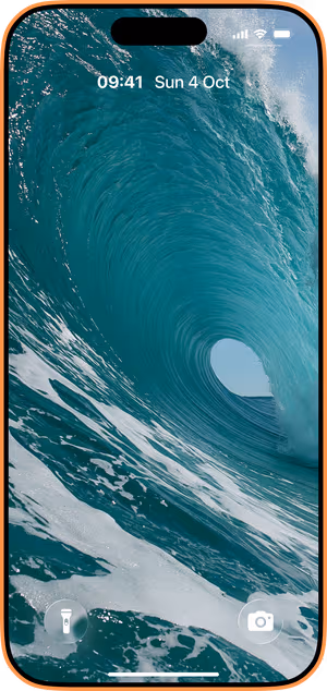 Wallpaper preview on iPhone 17 Pro Max running iOS 26 - Teal Barrel Wave